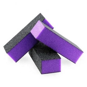Nail Art 3-Sided Buffer Sanding Block Files Manicure Sponge Purple