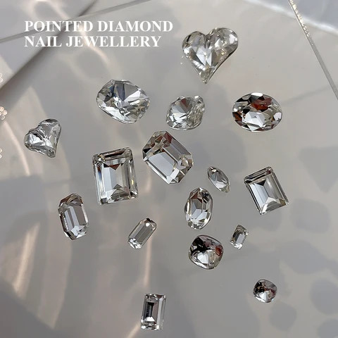 Buy Nail Jewelry Transparent Tip Bottom Shaped Drill Mixed Super Flash ...