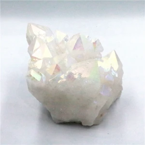 Natural aura electroplating white crystal cluster raw mineral specimen for feng shui crafts