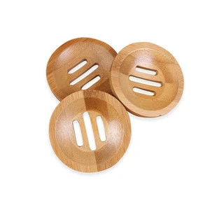 Natural Custom Logo Wood Soap Holder Storage Box Non Slip Bathroom Bamboo Soap Dish For Shower