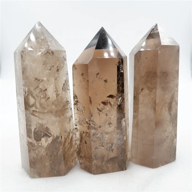 Natural Gemstone Smoky Quartz Crystal Point Obelisk Tea Quartz For Decoration