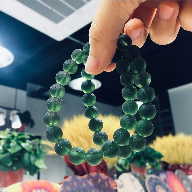 Natural Moldavite Green Aerolites Crystal Stone Bracelet Energy Unique Bracelet