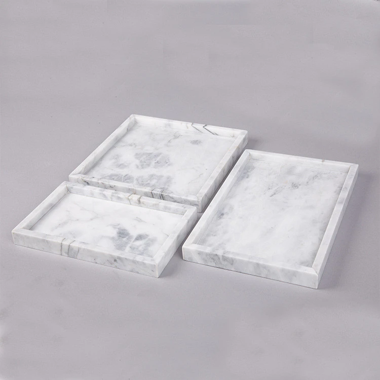 New Arrival  Hotel Nordic Home Decor Luxury Decorative Rectangle  Marble Shower Cosmetic Organizer Tray