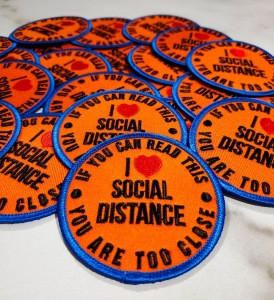 NEW Arrival, &quot;I Love Social Distance&quot; Colorful Iron-on Embroidered Applique, DIY Crafts
