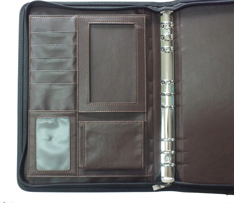 new black leather file folder Zipper Portfolio