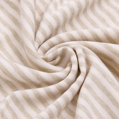 New Coming Natural Organic Colored Cotton Interlock Fabric Yarn Dyed Knit Stripe Fabric for Baby Cloth China Factory Wholesales