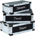New Decorative Display Wall Mounted Rustic Wood Crate Box Wooden Crates with Handles and Hanging Chalkboard