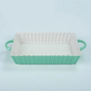 new design hot sale manufacture rectangular ceramic bakeware set ceramic biscuit baking tray
