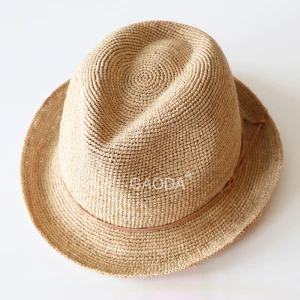 new design raffia straw visor floppy fedora hat