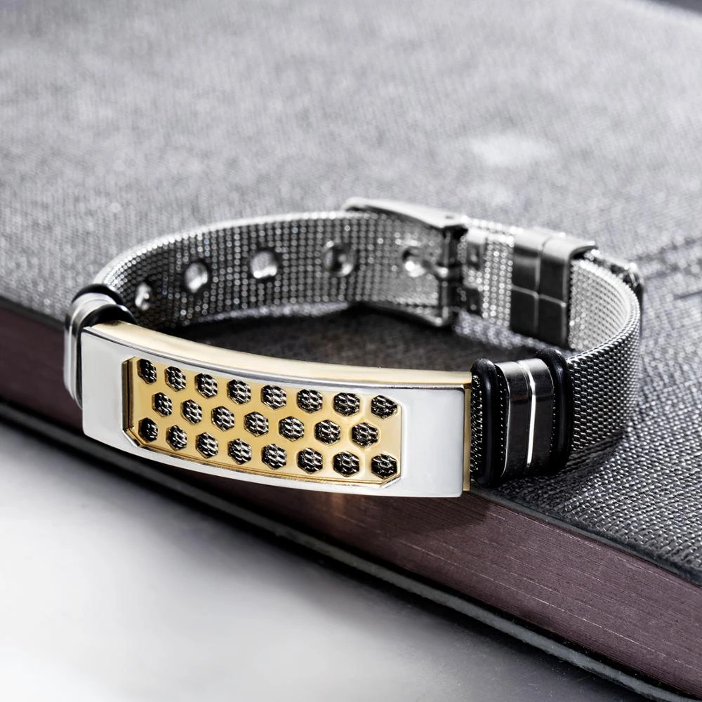 New design stainless steel strap silver bracelet men adjustable steel bracelet accessories