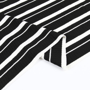 New design T/R/SP yarn dyed coarse textile material white black stripe fabric