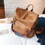 New Fashion Boho Colorful Strap PU Leather Women Solid Color Soft Travel Trumpet Backpack