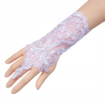 New Fashion Wedding Gloves Apparel Bridal Wedding Short Hook Refers to Car Bone Embroidered Lace-up Hand Cuff