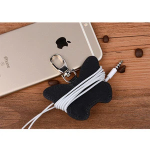 New Stylish Cartoon Cable Winder Holder PU Leather Earphone Butterfly Cable Winder