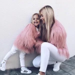 New Trend Winter Fashion Women Faux Fur Jacket Mother and Kids Coats Faux Fur Plain Colors Faux Fur Coat
