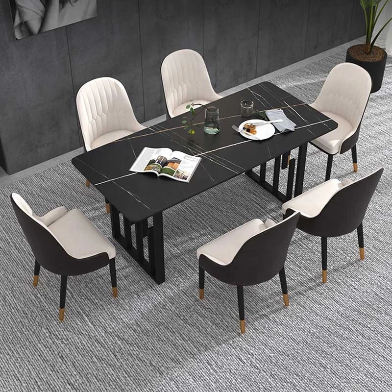 Nordic style luxury simple dining table and chair combination  marble table SINTERED STONE