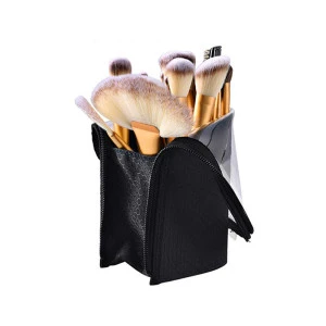 Novelty Household Black Nylon Transparent Pvc Makeup Brush Standing Up Holder Bag