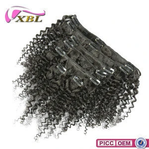 One Donor Human Hair Weaving XBL 7A Cambodian Kinky Curly Clip In Hair Extensions