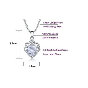 OSDN75 Fashion Silver Heart Necklace With Aaa Cubic Zirconia