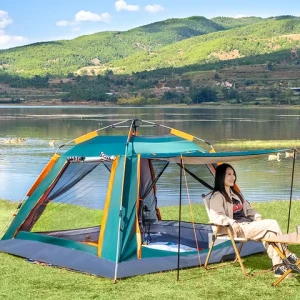 Outdoor Camping 4-Sided Ventilated Family Tent Instant Set Up with Rainfly