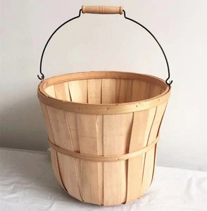 oval wooden arts and crafts shopping wood basket, wooden gift basket round