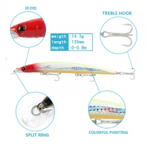Peche 135mm 14.3g Hooks High Quality Fishing Bait Lure Scales