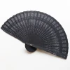 Personalized High Quality Luxury Hand Black Wooden Natural Ribs Hand Fan For Weddings