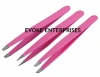 Pink color Eyebrow Tweezers/ Hair Tweezers Slanted Straight Pointed