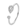 Plated platinum CZ micro pave adjustable size cuff latest gold finger heart ring designs for girls
