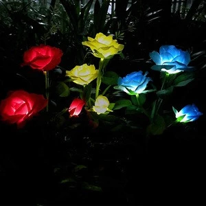 Popular Garden 3 LED  Outdoor Decorative Waterproof Solar Lights for Lawn Patio Yard Decoration Solar Rose Stake Led Lights