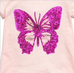 Popular wholesale kids children plained girls t shirt with sequins