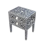 Premium Quality Bone Inlay Drawer living Room Bone Inlay Chest of 3 Drawer Bone Inlay Black Floral Living Room Dresser