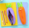 promotional waterproof neoprene carrot vegetable colorful pencil bag, carrot colored pencil set with case neoprene
