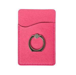PU Leather Cell Phone Card Holder with Ring Stand