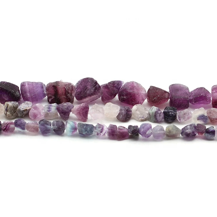 Raw Rough Natural Center Drilled Purple Fluorspar Stone Beads Mineral Specimen Nugget Beads Healing Crystal
