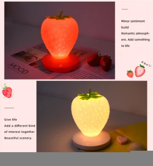Rechargeable Nightlight Cute Silicone Strawberr LED Night Lamp