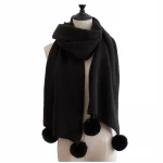 Red Plain Soild Long Knitted Winter Warm Christmas Shawls Gift