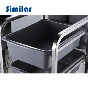 Restaurant Dish Collect Cart Service Cleaning Cart with Plastic Buckets