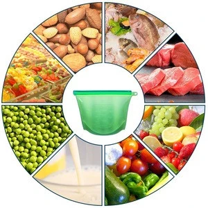 Reusable Silicone Food Storage Bag, Food Grade Vegetable Storage Bag Versatile Preservation Bag Container for Fruits Vegetables