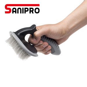 Sanipro Customized Gray Portable Car Wheel Brush Car Cleaning Wash Brush Cleaning Tyre Detailing Brush Car Cleaning Tools
