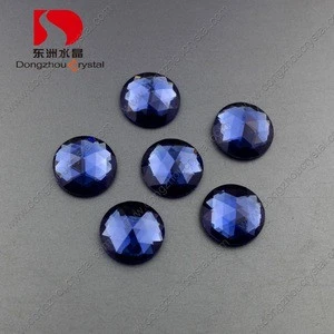 Sapphire Round Flat Back Mirror Glass Stone Garment Beads