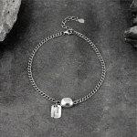 SayYes 925 Sterling Silver Jewelry Thai Silver Style Retro Ball Charms Cuban Link Chain Fashion Jewelry bracelets men silver