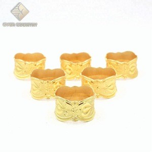 Set for 6 Tulip Design Gold Plated round shape tableware hot sale high grade napkin ring