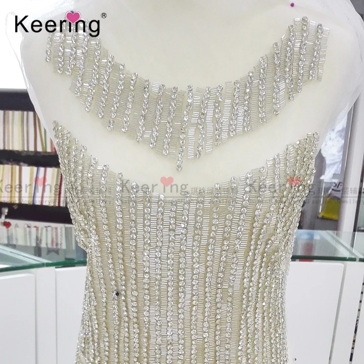 Sexy sequin rhinestone sew on dress mesh for evening party  WDP-053