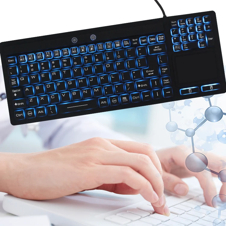 shenzhen ip65 wired waterproof rubber silicone industrial keyboard with backlight for desktop