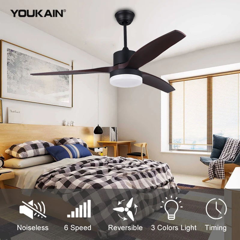Simple modern AC DC electric ceiling Fan 52 inches LED ceiling fans light with Remote Control
