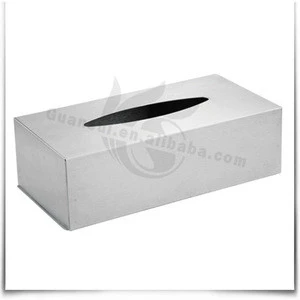 Simple Rectangular Metal Stainless Steel Sliver Tissue Box