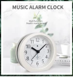 small hand make camera wake up electric shock table top loudly music snooze  led digital night light music smart  alarm clock