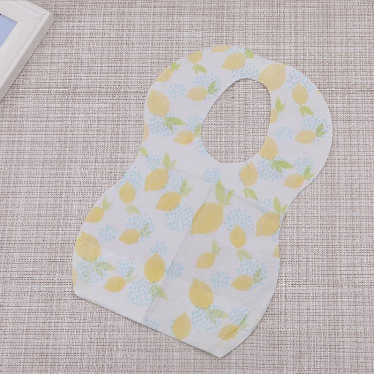 soft paper baby bib with food catcher waterproof cute portable travel disposable bib for baby bibs