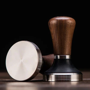 Stainless Steel Flat Height Adjustable Wooden Coffee Tamper